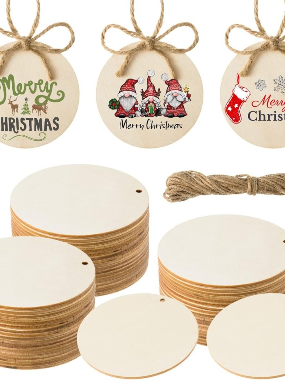 60 Unfinished Wooden Circles with Holes, 3 Inch Wood Discs for Crafts, Blank Woo